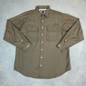Exofficio Shirt Men Size XL Khaki Button Long Sleeve Vented Performance Hiking